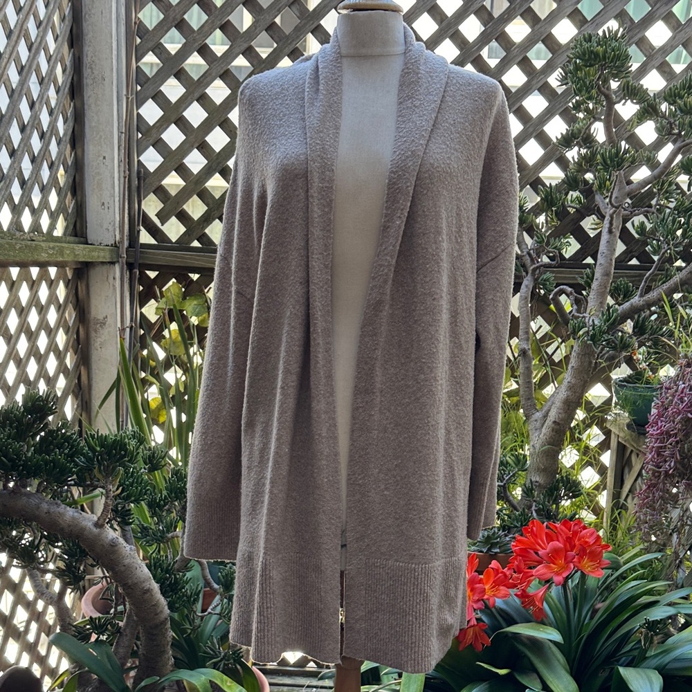 TAHARI Open-Front Women’s Cardigan Sweater - Size Large - Taupe-Brown